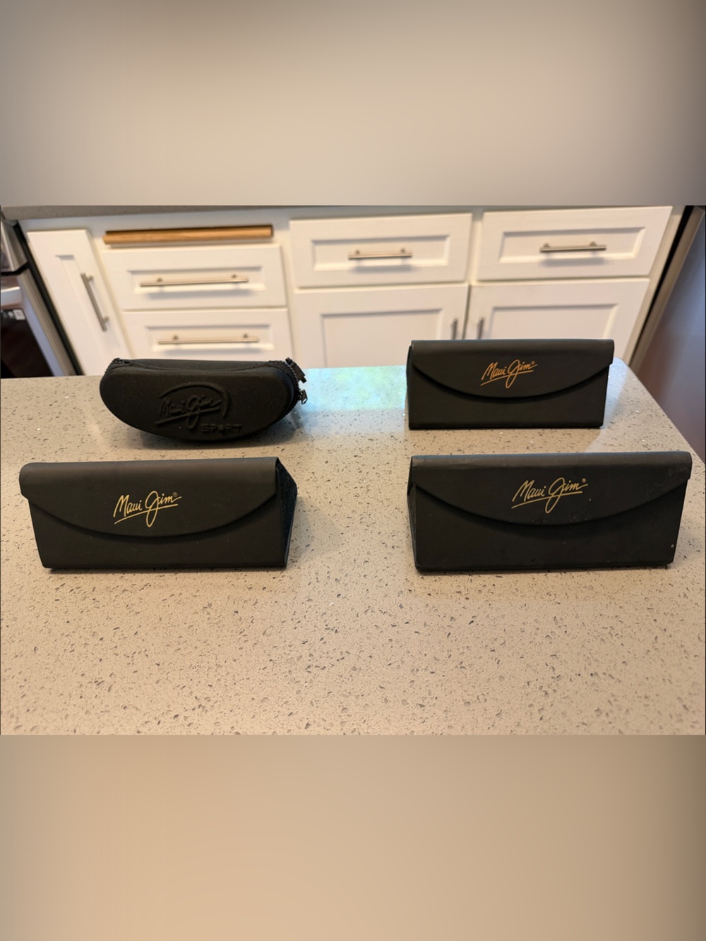 Maui Jim Black and Gold Sunglass Case Set